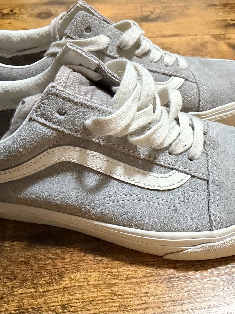 Vans Men’s Old Skool Suede Sneakers in Light Gray and White